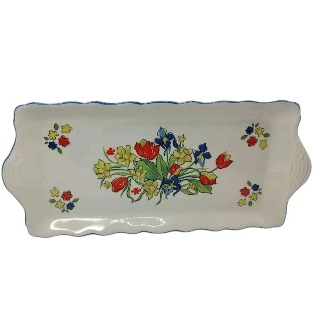 Vintage James Kent Ltd Tray Spring Fair Staffordshire England‎ Scalloped Edges